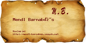 Mendl Barnabás névjegykártya